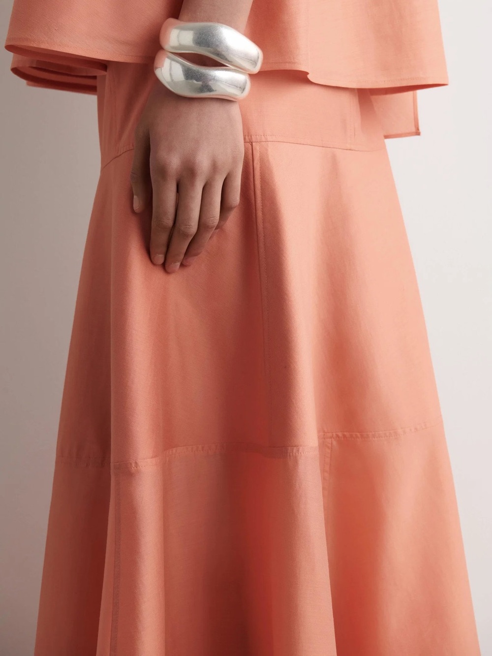 COS Peach Panelled Midi Skirt, 4